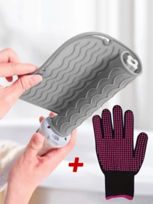2 piezas Juego de Alfombrilla y Guante Resistentes al Calor, Adecuado para Tenacillas, Plancha y Alisador de Cabello - Protege tu Cabello y Manos de Daños por Calor - Multicolor - Ver 23