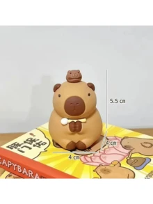 Cute Capybara Figurine With Mini Baby Capybara - Kawaii Desk Decor/Car Ornament For Office/Home, Relaxing Stress Relief Gift For Animal Lovers - Multicolor - View 3