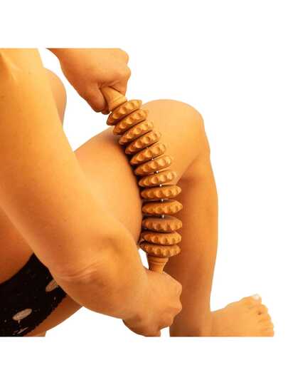 (1 Pc) Accessories - Curved Wooden Massage Rollers For Waist And Thigh, Multifunctional Body Rollers For Reducing Fat Mass And Muscle Tension, Natural Massager For Men And Women