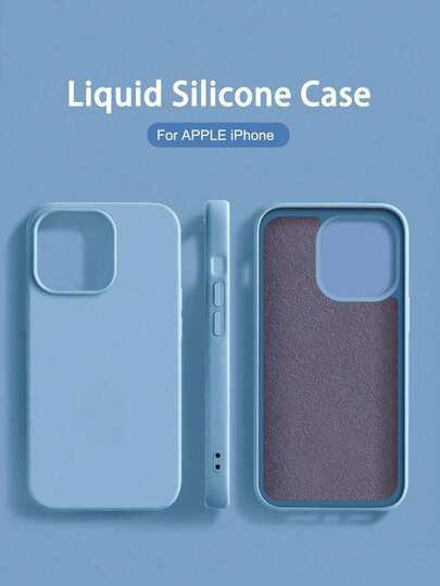 Solid Color Liquid Silicone 1PC Luxury Liquid Silicone Shockproof Case Compatible With Apple Compatible With IPhone 16 14 13 12 11 15 Pro Max Cover Compatible With IPhone 12 13 Mini 14 15 16 Plus Fashion With Velvet Protection Phone Cases Spring Gift Birthday