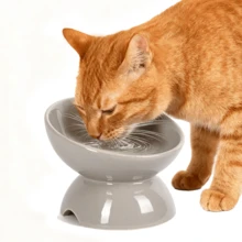 1pc Ceramic Raised Pet Bowl, Cat Dog Food Water Dish, Elevated Stand, Neck Protection, Suitable For Kittens And Adult Cats