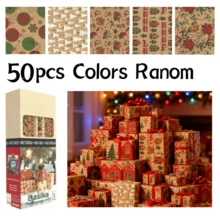 50 Sheets Of Christmas Fabric Paper, Christmas Gift Wrapping Paper, Merry Christmas Wrapping Paper For Weddings, Birthdays, Party & Festival Decorations DIY Craft Supplies (0.7 MX 2 MX 50 Pieces, Colors Random) - 50件 - 查看 1