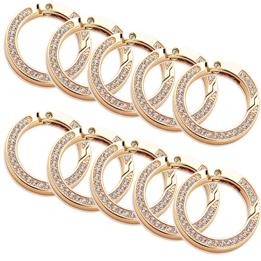 10pcs/6pcs Gantungan Kunci Kristal Berkilau, Gantungan Kunci Bling, Aksesoris Fashion Cocok Untuk DIY, Gantungan Kunci Logam Perhiasan Bentuk Logam dengan Pengait Pegas, Gantungan Kunci Logam Luar Ruangan Klip Gantungan Kunci Kait Pengait Tali Anjing, Hadiah Hari Valentine, Set Pasangan, Hadiah Natal - MultiWarna - View 1