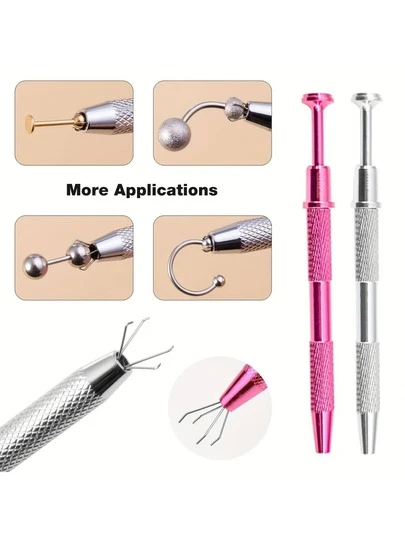 Tattooed Ball Claw Holder Professional Diamond Bracket Pick-Up Tool Body Piercing Tool With 4 Claw Tattoo Accessories Stainless Steel Pearl Grab Holder Jewelry Making Jewelry Tools 1pc 4-Prong Claw Rhinestone Grabber, Crystal Tipped Tweezer Catcher, Hole Punching Jewelry Making Grabbing Tool