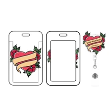 1pc Customized Vertical Card Holder With Double-Sided Photo Pattern, White Card Case | DIY Card Holder | Personalized Card Holder | Couple Card Holder | Customized Gift | Customized Work Card Holder | Customized Campus Card Holder | Student Card Holder | Customized Bus Card Holder, Comes With A White Leather Keychain Or Retractable Carabiner - White - View 5