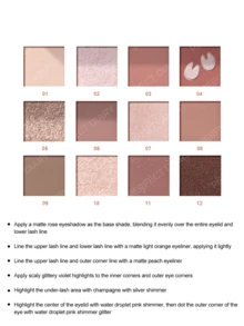 PERFECT DIARY Explorer Eyeshadow Palette 17 ROSE PINK, 12-Color Eyeshadow Palette With Shimmer & Matte Finishes, Highly Pigmented, Long Lasting, Blendable Makeup, Perfect For Fall Winter, Birthday Gift,Party Makeup, For Christmas Best Color - 17 ROSE PINK - View 8