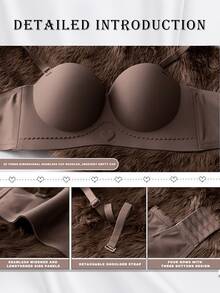 4pcs/Set Girls' Gathering Bra Set, Seamless Comfortable Thick Bra, Cute Heart Design, Wireless Daily Underwear, Suitable For Young Ladies - Multicolor - View 5