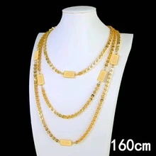 Dubai Muslim Fashion Gold Color Long Necklace 24k Gold Plated Arabic Bridal Wedding Body Chains Turkish Vintage Coins Women Jewelry - Long Necklace a - View 24