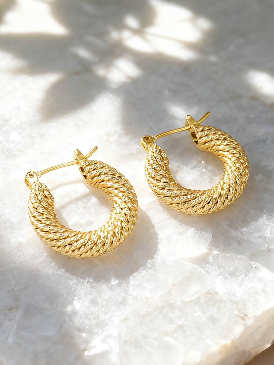 Charm-In 一对复古圆形流苏夸张耳环，镀金黄铜材质，时尚配饰，适合日常聚会、感恩节礼物、节日礼物、送给妈妈或女朋友的礼物 - 金色款2 - 查看 1