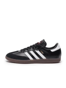 Adidas Samba Junior室内足球鞋，真皮鞋面，防滑橡胶外底，耐穿舒适，标准版型，系带设计，适合健身房训练、学校运动和日常穿着，男女童通用，黑色 IF1945 - 黑色 - 查看 1