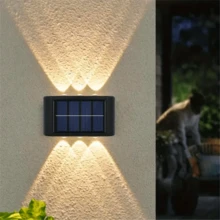 2 / 1pc Solar Wall Light, Outdoor 6 LED Beads Deck Lights, Wall Light, For Courtyard, Street, Fence, Garage, Garden Perfect Decoration - Black - View 14