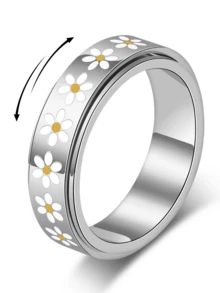 18K镀金雏菊戒指，不锈钢花朵造型戒指，缓解焦虑，生日/情人节礼物，尺码6-10 - 女士個性戒指 - 查看 16