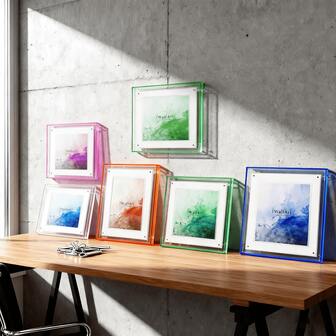 Marcos de fotos acrílicos colgables de colores - Tamaños 21x30cm y 25x25cm | Se ajusta perfectamente a tamaños de foto 4x4, 5x5, 6x6, 4x6, 5x7, 6x8 para una exhibición vibrante, arte de pared, fotos, marcos, decoración de pared, marco de fotos para pared