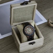 Herren Automatikuhren Luxus Holz Skelett Mechanische Uhr Mode Männer Uhr Holzuhr für Herren - Braun - Übersicht 13