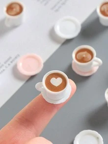 5pcs Mini Latte Art Coffee Cup Charm 3D Resin Beverage Cup Figurine For DIY Bakery House, Coffee Shop Decor, Home Desktop Ornament - 彩色 - 查看 2