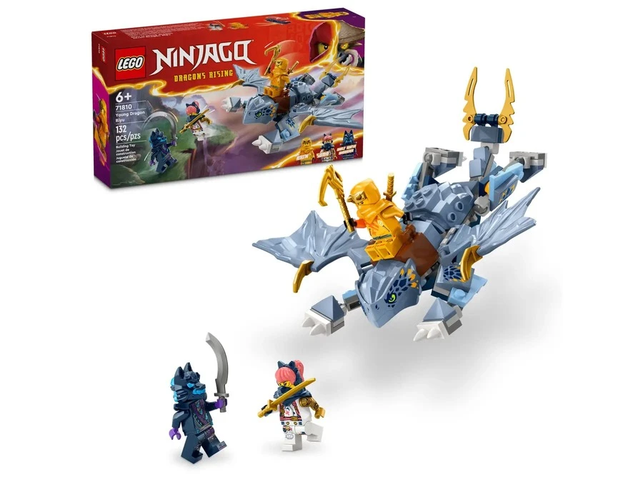LEGO 乐高幻影忍者幼龙 Riyu 71810 – 可拼搭可摆造型的龙玩具，内含 3 个迷你人仔，冒险游戏套装，适合 6 岁及以上儿童，热门，龙，礼物，音乐/婚礼季礼物 - 彩色 - 查看 1