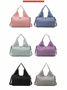 男女款瑜伽运动健身包带鞋隔层和干湿储物袋，配有可调节瑜伽垫支架，旅行行李手提包运动健身单肩包 - 彩色 - 查看 12