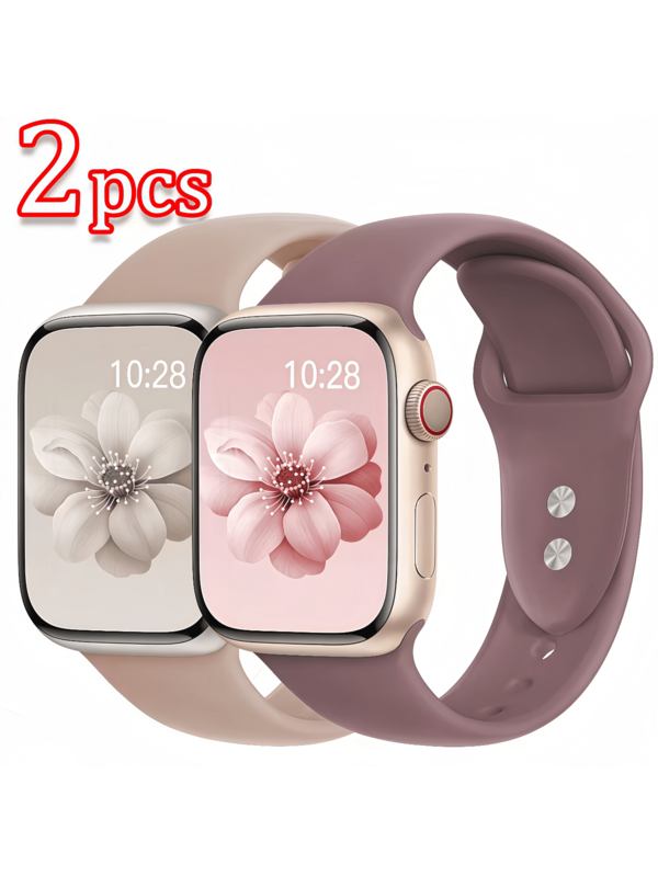2 piezas Bandas deportivas suaves de silicona compatibles con Series 11/10/9/8/7/6/5/4/3/SE/Ultra 3/2 - Brazaletes ajustables con diseño floral, cómodos y duraderos, se ajustan de 38mm a 49mm, accesorios de smartwatch unisex