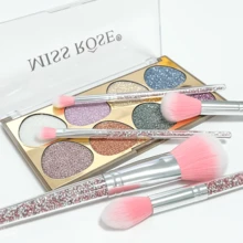 8-Color Nude Heat Series Sequin Eye Shadow With Five Makeup Brushes, The Latest Style In Winter, High-Quality Color Rendering, Non-Fading, Easy To Color, Suitable For Stage Performances, Daily Dates, Parties, Perfect Gifts For Christmas - 彩色 - 查看 2