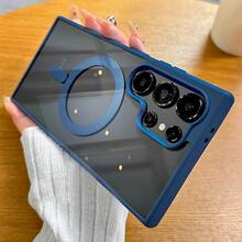 适用于 Galaxy S25 Ultra Plus 的奢华透明磁吸无线充电保护壳，软边框，透明硬质亚克力后盖 - 黑色 - 查看 6