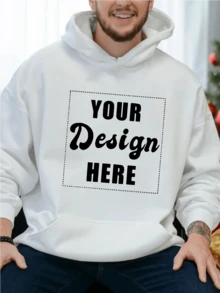 Design Your Own Hoodie Add Custom Picture Slogan Personalized Men Sweatshirt Stylish Hipster Streetwear Top Unique Birthday Gift For Boyfriend Him - White - View 1