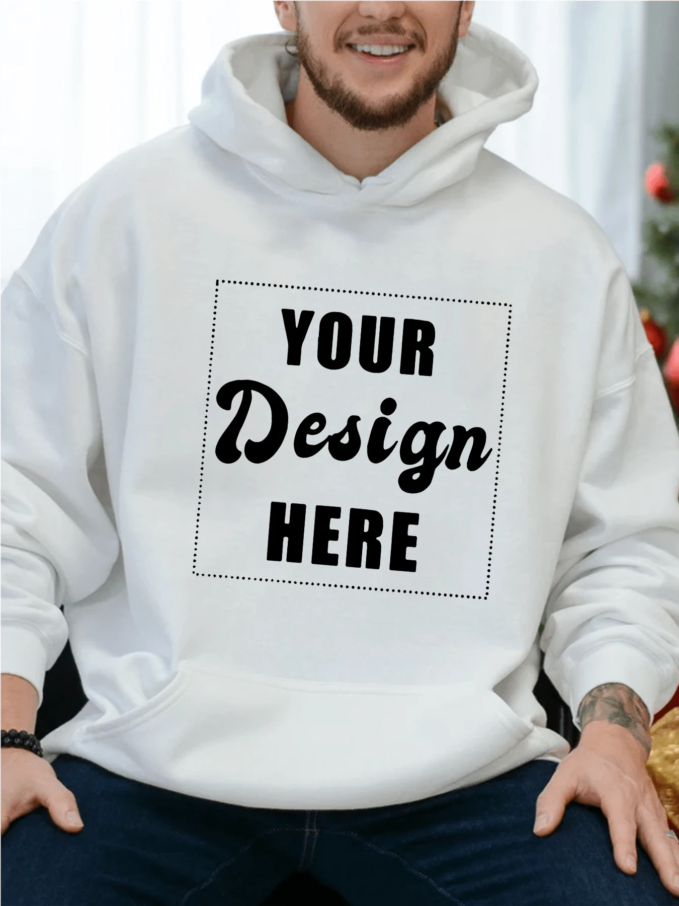 Design Your Own Hoodie Add Custom Picture Slogan Personalized Men Sweatshirt Stylish Hipster Streetwear Top Unique Birthday Gift For Boyfriend Him - White - View 1