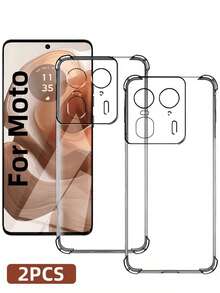 2 st stötsäkert krockkuddeskal med genomskinligt silikonfodral till Moto Ultratunt, genomskinligt, mjukt TPU-bakstycke, vattentätt, falltåligt, reptåligt
