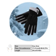 [One Size] 1 Pair Women's Thermal Lined Ski Gloves, Touchscreen Thick Gloves, Winter Warm Gloves, Arctic Velvet Cycling Gloves, Cute Design, Focus On Warmth And Comfort, Thick And Skin-Friendly, Contrast Color Cuff, Non-Slip Palm Pad, Finger Touchscreen Capability, Combining Warmth, Style And Practicality, Suitable For Daily Commute And Other Scenarios - Full Finger - View 4