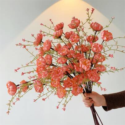 1/3/6pcs Artificial Rhododendron Flowers, 63cm Fake Flowers, Suitable For Wall, Living Room, Bedroom, Wedding, Party Decoration, Tabletop Decor. Home, Desktop, Kitchen, Wedding, Dining Table, Center Piece, Office, Garden, Outdoor, House, Yard Decoration, Suitable For Spring, Summer, Autumn, Winter.