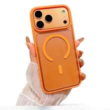 Shockproof Magnetic Charging Transparent Vibrant Orange Frame Soft Gel Protective Case Compatible With IPhone Birthday Gift Spring - Orange - View 7