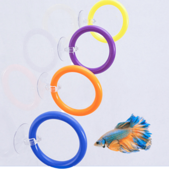 4件套彩色斗鱼训练环，互动式吸盘环，用于练习张开鳃盖、鳃裂和尾鳍，鱼缸装饰