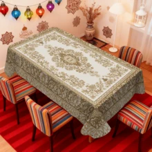 1/20件套简约桌布，奢华白色底金色几何图案，阿拉伯风格节日装饰，活力餐桌布置，适用于厨房、餐桌、节日派对、户外野餐和宴会装饰 - 彩色 - 查看 2