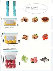 45pcs Zip Lock Food Storage Bags, Thick Freezer Bags For Fridge, Microwave Friendly, Reusable, Suitable For Organizing (Available In 45pcs, 20pcs, 15pcs, 10pcs, 1pc) Back To School - Multicolor - View 4