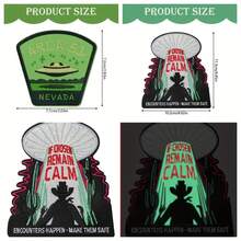 2pcs UFO Travel Iron-On Patches, Alien And Glow-In-The-Dark UFO Embroidered Applique Badges For Men's Fashion Accessories, Sewing Enthusiasts, Clothing, Bag And Hat Decoration, Bag Embellishment, DIY Crafts, Casual Fashion, Alien Theme, Sewon Applique, Fabric Badge, Fashion Badges, Decorative Patches, Men's Accessories, Patch Collectors - Nhiều màu - Xem 2