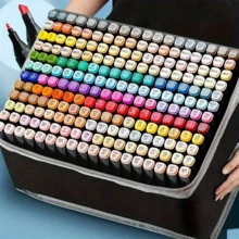 168 Colors Dual Tip Art Markers, Alcohol Based Markers, Sketch Markers, Permanent Alcohol Markers With Drawing Box, Black Pen Holder, Party Favor, Christmas Decoration, Home Decor, Available In 12/24/30/36/48/60/80/100/120/168 Colors - Multicolor - View 7