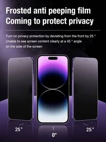 Yezodawee 9H Matte Privacy Tempered Glass Screen Protector Compatible With Iphone 16 Pro Max/16 Plus/15 Pro Max/14/13/12/11/XR/X/XS/7/8, 2.5D Anti-Fingerprint Matte Anti-Spy Screen Protector (6.1 Inch), Full Coverage Matte Privacy Tempered Glass Screen Protector - Black - View 2