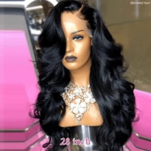 34英寸 200%密度 自然黑色 13x4蕾丝前假发 真人发混纺 波浪卷高清蕾丝前假发 真人发混纺 预先拔毛 带婴儿发 自然色 真人发混纺 蕾丝前假发 女士