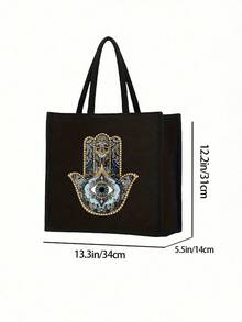 一套帆布手提袋和化妆包，饰有邪眼图案，包含一个手提袋和一个零钱包。这款轻便大容量手提袋可重复使用，是理想的旅行沙滩包，还配有化妆包，可作为护肤品收纳袋、化妆品收纳袋、美妆产品收纳袋和充电器收纳袋。 - 彩色 - 查看 10