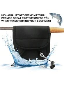 便携式渔线轮保护袋，配有可调节肩带，男女通用，经久耐用，可保护渔线轮，适用于户外垂钓，包括纺车轮和鼓式渔线轮。此款渔线轮保护袋包含渔具和户外垂钓配件。