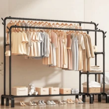 1PC Freestanding Hanger Double Pole Multi-Functional Bedroom Clothing Rack, Metal Clothes Hanger Organizer And Black Clothes Stand With Wheels, Christmas, Christmas Decorations, Xmas, Christmas Ornaments, Christmas Bauble, Gifts For Women, 2025 Tendencias