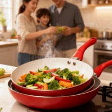 Sartén Antiadherente De 7.8/9.5/11 Pulgadas Para Sopa, Sartén, Utensilios De Cocina Planos Para Cocinar A Diario - Rojo - Ver 9