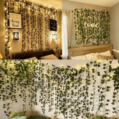 20Pcs Fake Vines With Leaves For Room Decor,Artificial Ivy Greenery Garland, Fake Vines Hanging Plants Backdrop For Home Decor,Garden Decor,Wall Decor,Bedroom Decor,Wedding Decoration,Table Decoration,Party Decorations,Birthday Decoration,Indoor Outdoor Decor,Christmas Decorations