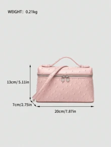 Petit sac à main pour femme, sac bandoulière carré en PU de texture d'autruche de couleur unie, convient pour la mode quotidienne et les sorties des femmes - Multicolore - Voir 2