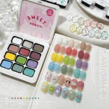 12-Color Donut Delight Patting Gel Set - Sweet Pastel Hues With Whipped Cream Finish, Perfect For Girls' Fun Nail Art & Casual Sweet Looks, Easy Apply & Long-Lasting - Nhiều màu - Xem 12