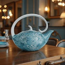 1/4/5件套陶瓷茶杯茶壶套装，菊花图案，圣诞礼物，高端奢华家居茶杯，阿拉伯咖啡杯，招待客人和朋友，下午茶杯，适合咖啡馆盛装卡布奇诺、拿铁、摩卡、花草茶、红茶、热茶，圣诞节家居装饰，茶室装饰，结婚礼物，长辈礼物，复活节礼物 - 彩色 - 查看 10