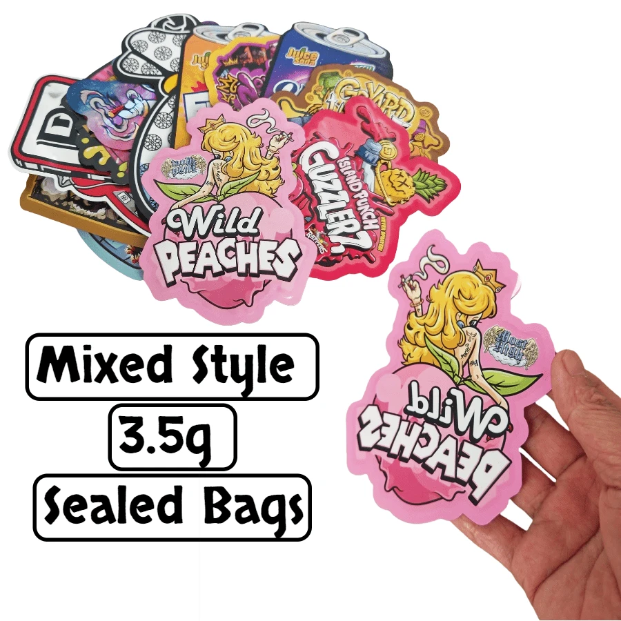 100 Pieces Mixed Style 3.5g Polyester Film Bags, Cigarette Accessories, Plastic Bags, Odor-Proof Bags, Patterned Mylar Bags For Tobacco Storage, Resealable, Ideal For Gift Packaging Of Candies, Cookies, Party Favors, Retail Products And Small Crafts. - Multicolor - View 1