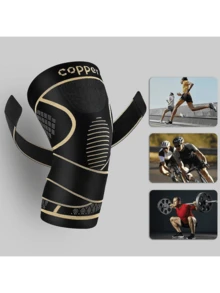 1 pieza Rodillera de cobre con correas, adecuada para mujeres y hombres con dolor de rodilla, manga de compresión para la rodilla para artritis, lesión del LCA, desgarro del menisco, alivio del dolor articular, soporte para la rodilla para el trabajo, correr, levantamiento de pesas - Negro - Ver 9