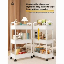 Estantería rodante de 4 niveles, carrito para dormitorio, unidad de estantería móvil para cocina, adecuada para organización del hogar durante todo el año, almacenamiento para camping al aire libre, también se puede usar para salón de belleza, estantería de almacenamiento para salón de belleza | Estantería de múltiples capas | Apariencia limpia, accesorios de spa, unidad de estantería práctica (Blanco) - Multicolor - Ver 6