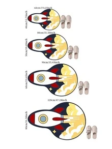 1pc Space Rocket Cartoon Rug, Creative Astronaut Theme Carpet For Living Room, Bedroom, Entryway, Kitchen, Bathroom, Plush, Fluffy, Autumn/Winter, Thick/Soft