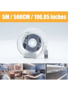【长度可选：10米/5米/3米/2米/1米】LED柔性灯带，USB供电，带线控开关，防水，自带背胶，可裁剪设计，适用于橱柜、墙面、走廊、厨房、室内、家居DIY照明 - 白色 - 查看 13